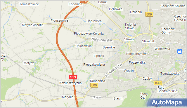 mapa Lipniak gmina Konopnica, Lipniak gmina Konopnica na mapie Targeo