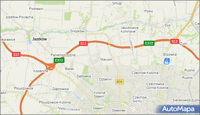 mapa Marysin gmina Jastków, Marysin gmina Jastków na mapie Targeo