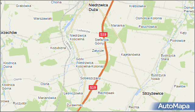 mapa Niedrzwica Kościelna-Kolonia, Niedrzwica Kościelna-Kolonia na mapie Targeo