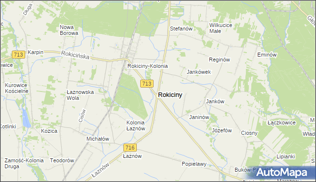 mapa Rokiciny powiat tomaszowski, Rokiciny powiat tomaszowski na mapie Targeo