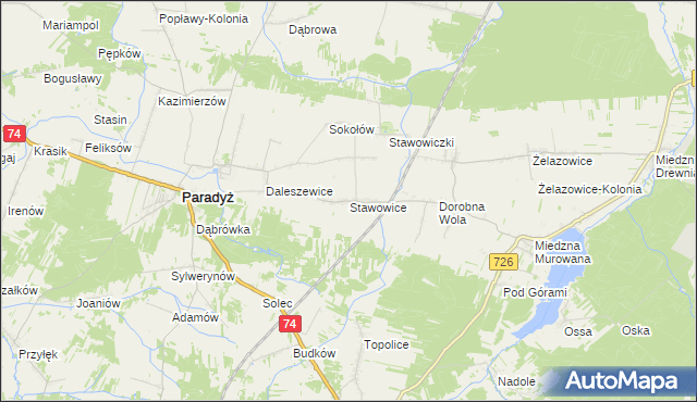 mapa Stawowice, Stawowice na mapie Targeo