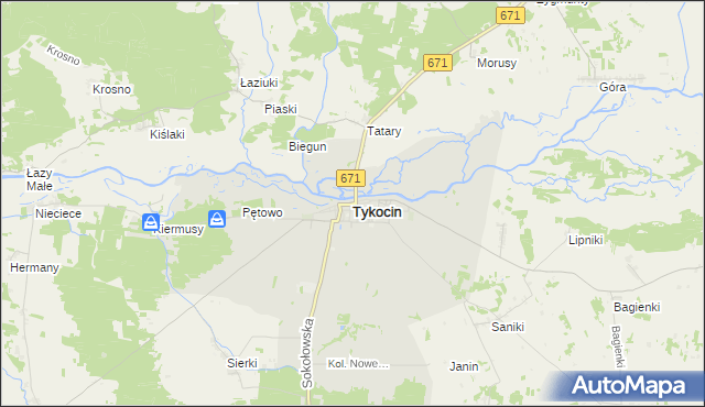 mapa Tykocin, Tykocin na mapie Targeo