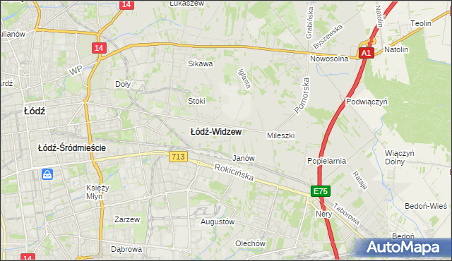 mapa Widzew, Widzew na mapie Targeo