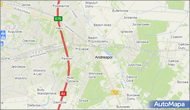 mapa Andrespol, Andrespol na mapie Targeo