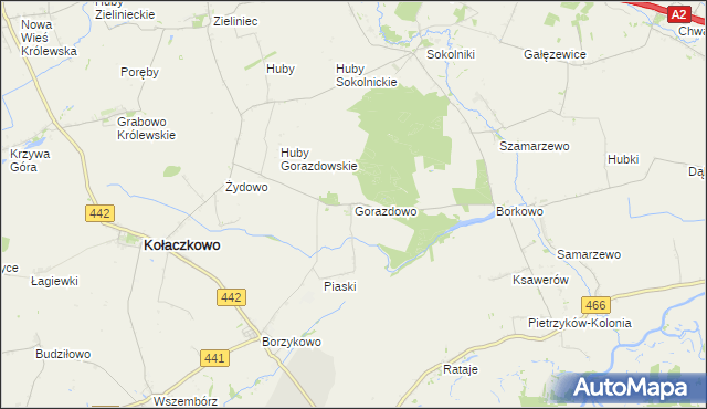 mapa Gorazdowo gmina Kołaczkowo, Gorazdowo gmina Kołaczkowo na mapie Targeo