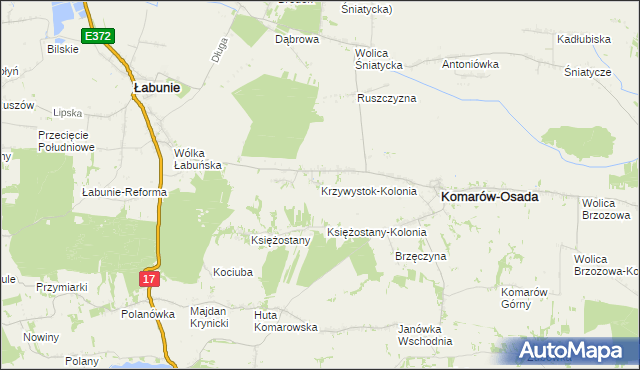 mapa Krzywystok-Kolonia, Krzywystok-Kolonia na mapie Targeo