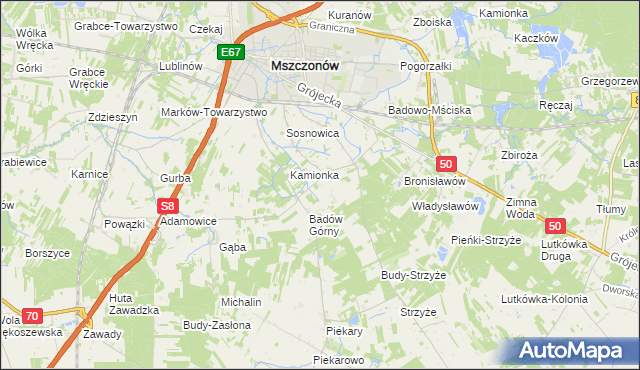 mapa Adamówek gmina Mszczonów, Adamówek gmina Mszczonów na mapie Targeo