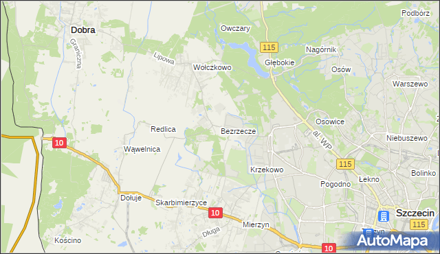 mapa Bezrzecze, Bezrzecze na mapie Targeo