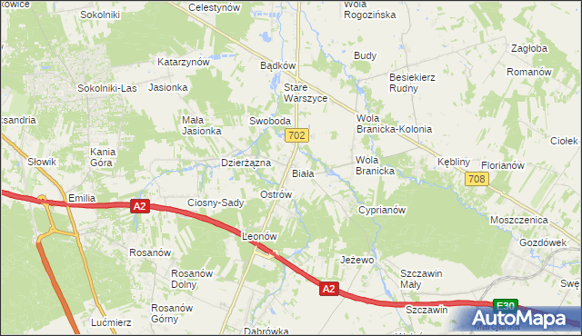 mapa Biała gmina Zgierz, Biała gmina Zgierz na mapie Targeo