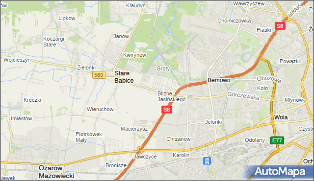 mapa Blizne Jasińskiego, Blizne Jasińskiego na mapie Targeo