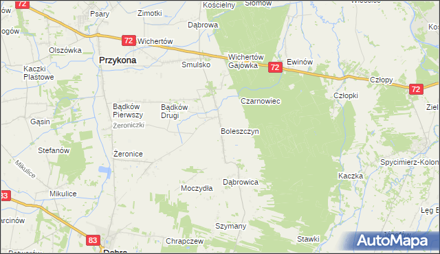 mapa Boleszczyn, Boleszczyn na mapie Targeo