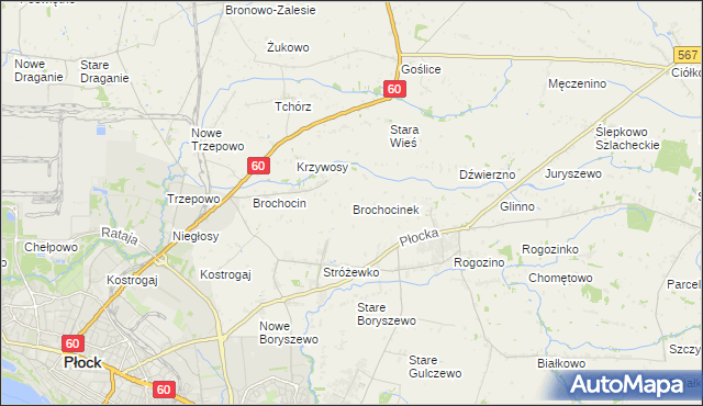 mapa Brochocinek gmina Radzanowo, Brochocinek gmina Radzanowo na mapie Targeo