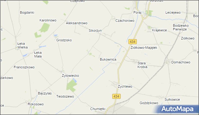 mapa Bukownica gmina Krobia, Bukownica gmina Krobia na mapie Targeo