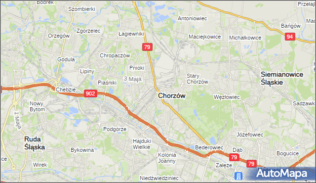 mapa Chorzów, Chorzów na mapie Targeo