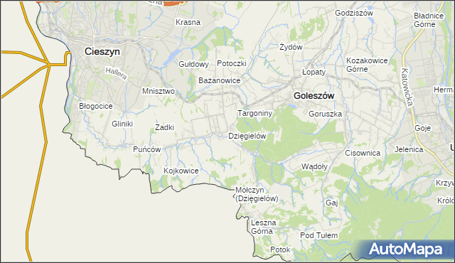 mapa Dzięgielów, Dzięgielów na mapie Targeo