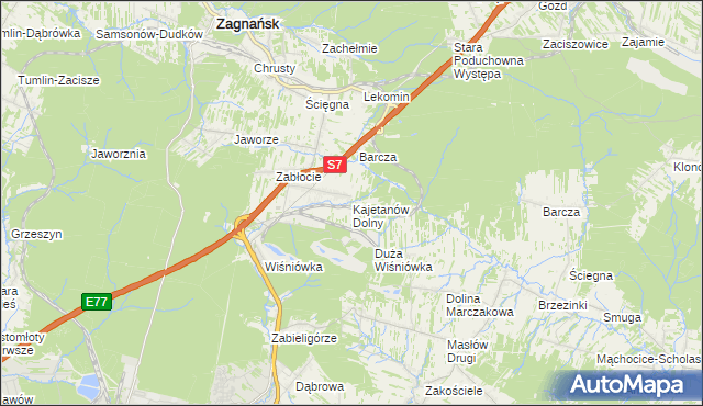 mapa Kajetanów Dolny, Kajetanów Dolny na mapie Targeo