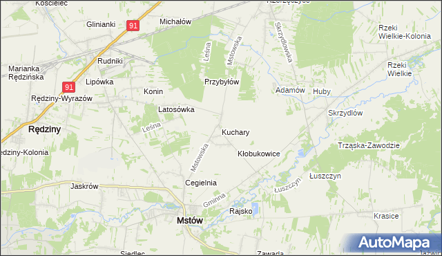 mapa Kuchary gmina Mstów, Kuchary gmina Mstów na mapie Targeo