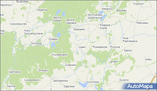 mapa Ławki gmina Trzemeszno, Ławki gmina Trzemeszno na mapie Targeo