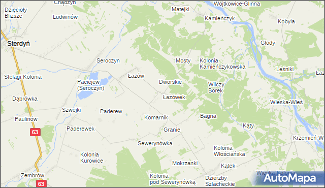 mapa Łazówek, Łazówek na mapie Targeo