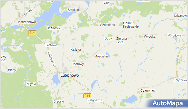 mapa Mościska gmina Lubichowo, Mościska gmina Lubichowo na mapie Targeo