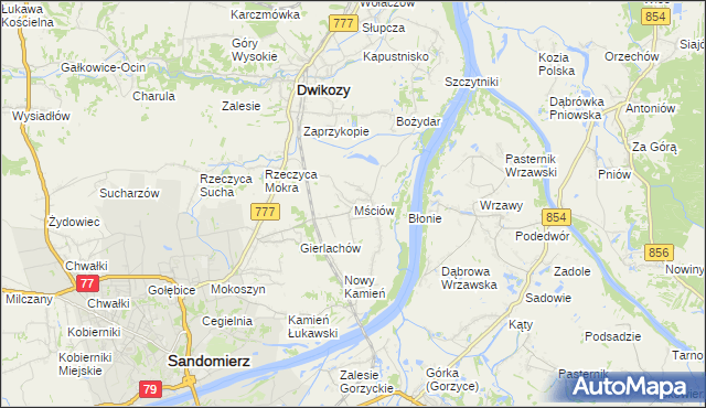 mapa Mściów, Mściów na mapie Targeo