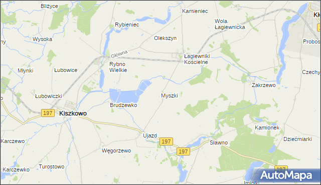 mapa Myszki gmina Kiszkowo, Myszki gmina Kiszkowo na mapie Targeo