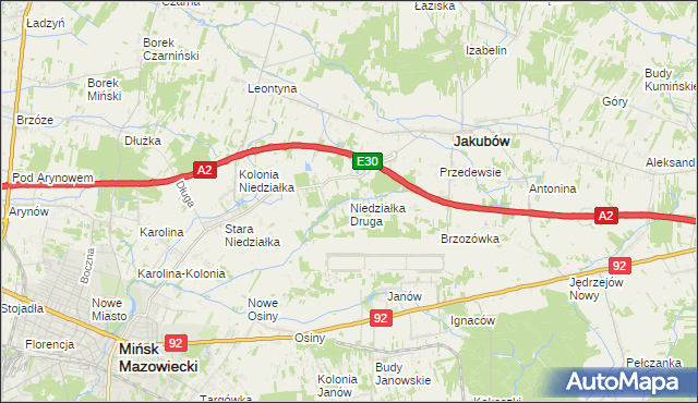 mapa Niedziałka Druga, Niedziałka Druga na mapie Targeo