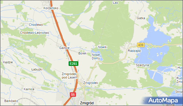 mapa Nowe Domy gmina Żmigród, Nowe Domy gmina Żmigród na mapie Targeo