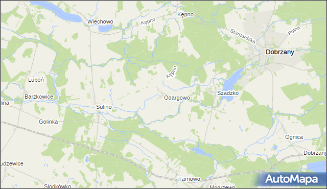 mapa Odargowo gmina Dobrzany, Odargowo gmina Dobrzany na mapie Targeo