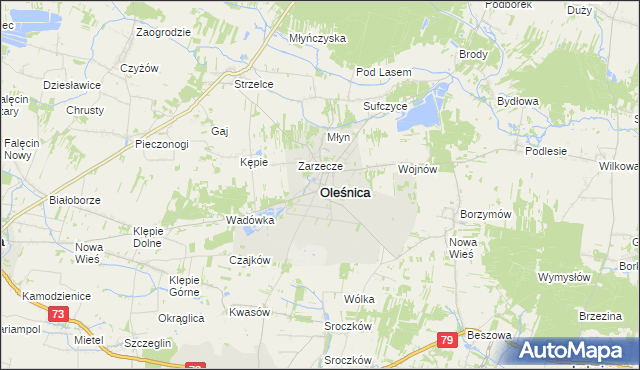 mapa Oleśnica powiat staszowski, Oleśnica powiat staszowski na mapie Targeo