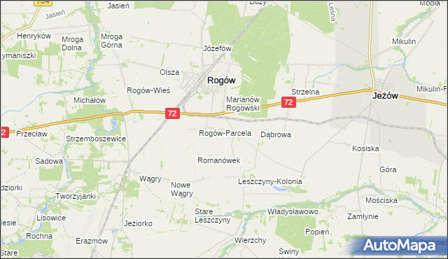 mapa Popień gmina Rogów, Popień gmina Rogów na mapie Targeo