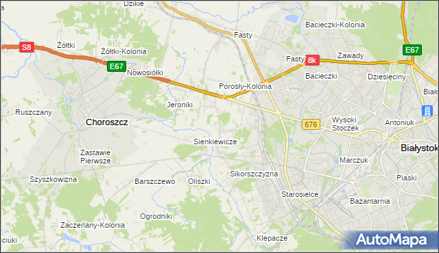 mapa Porosły, Porosły na mapie Targeo