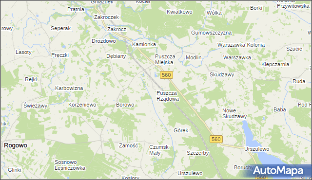 mapa Puszcza Rządowa, Puszcza Rządowa na mapie Targeo