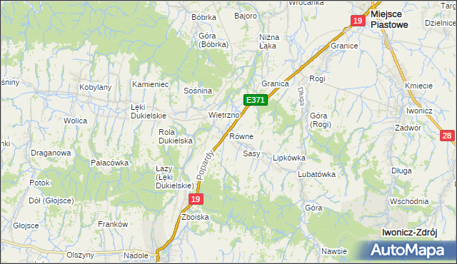 mapa Równe gmina Dukla, Równe gmina Dukla na mapie Targeo