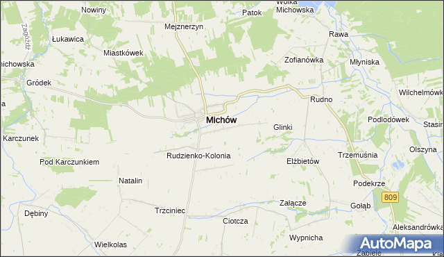 mapa Rudzienko gmina Michów, Rudzienko gmina Michów na mapie Targeo