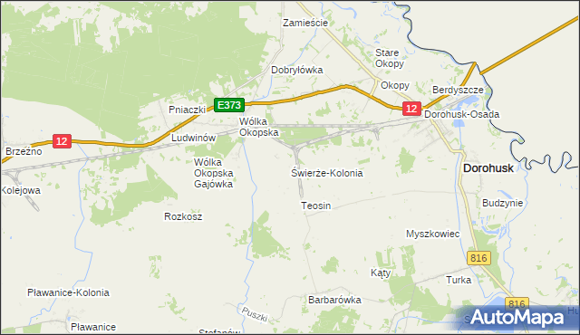 mapa Świerże-Kolonia gmina Dorohusk, Świerże-Kolonia gmina Dorohusk na mapie Targeo