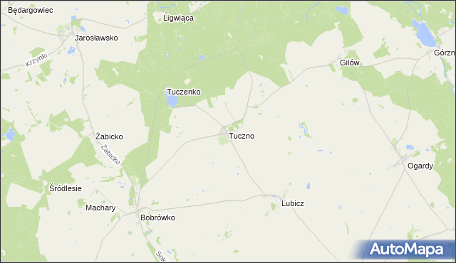 mapa Tuczno gmina Strzelce Krajeńskie, Tuczno gmina Strzelce Krajeńskie na mapie Targeo