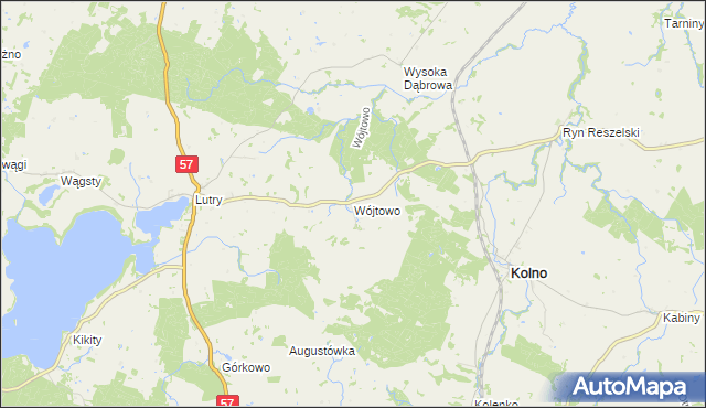 mapa Wójtowo gmina Kolno, Wójtowo gmina Kolno na mapie Targeo