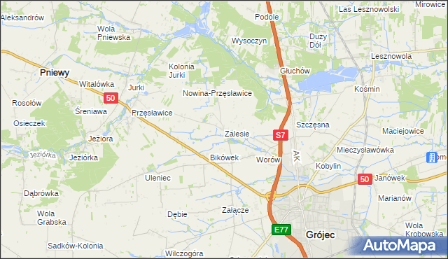 mapa Zalesie gmina Grójec, Zalesie gmina Grójec na mapie Targeo