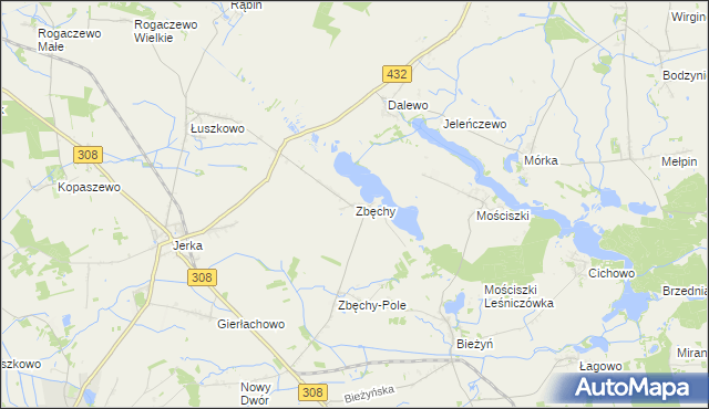 mapa Zbęchy, Zbęchy na mapie Targeo