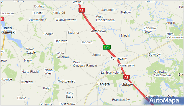 mapa Zgoda gmina Łanięta, Zgoda gmina Łanięta na mapie Targeo