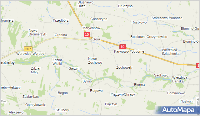 mapa Żochowo Stare, Żochowo Stare na mapie Targeo