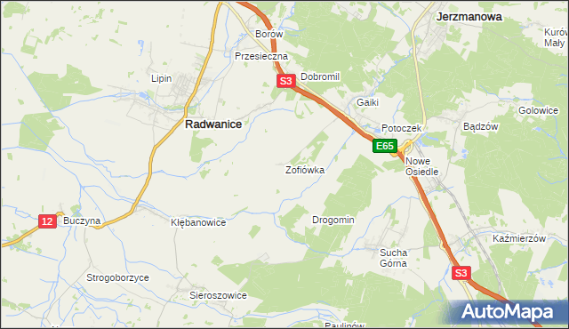 mapa Zofiówka gmina Jerzmanowa, Zofiówka gmina Jerzmanowa na mapie Targeo