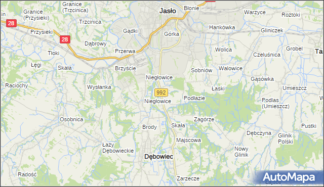 mapa Żółków gmina Jasło, Żółków gmina Jasło na mapie Targeo