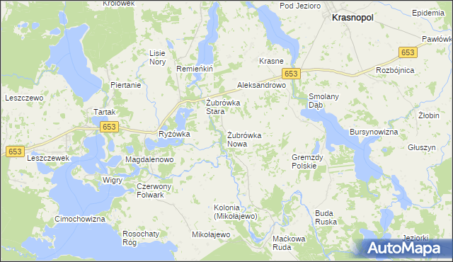 mapa Żubrówka Nowa, Żubrówka Nowa na mapie Targeo