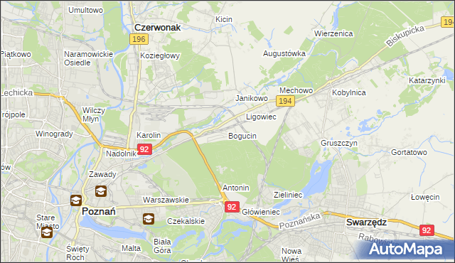 mapa Bogucin gmina Swarzędz, Bogucin gmina Swarzędz na mapie Targeo