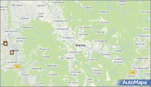 mapa Brenna, Brenna na mapie Targeo