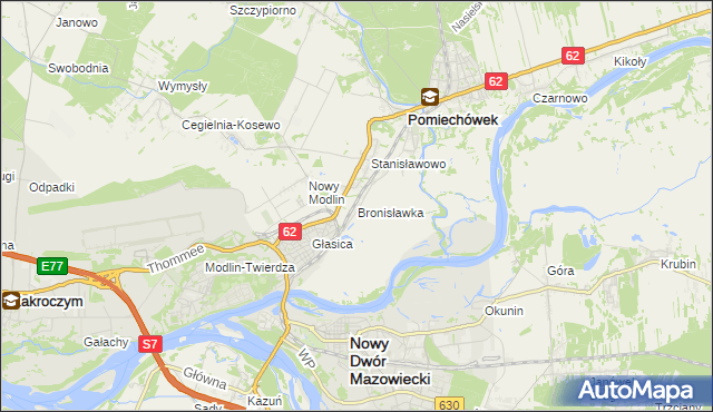 mapa Bronisławka gmina Pomiechówek, Bronisławka gmina Pomiechówek na mapie Targeo