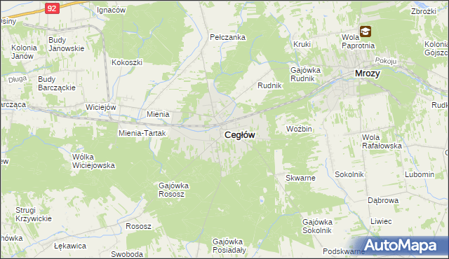 mapa Cegłów powiat miński, Cegłów powiat miński na mapie Targeo