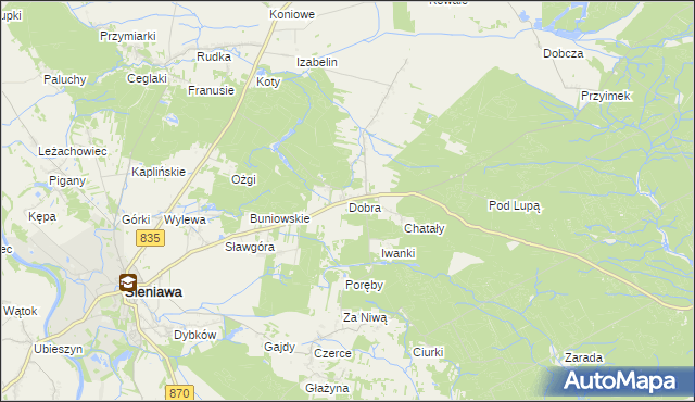 mapa Dobra gmina Sieniawa, Dobra gmina Sieniawa na mapie Targeo